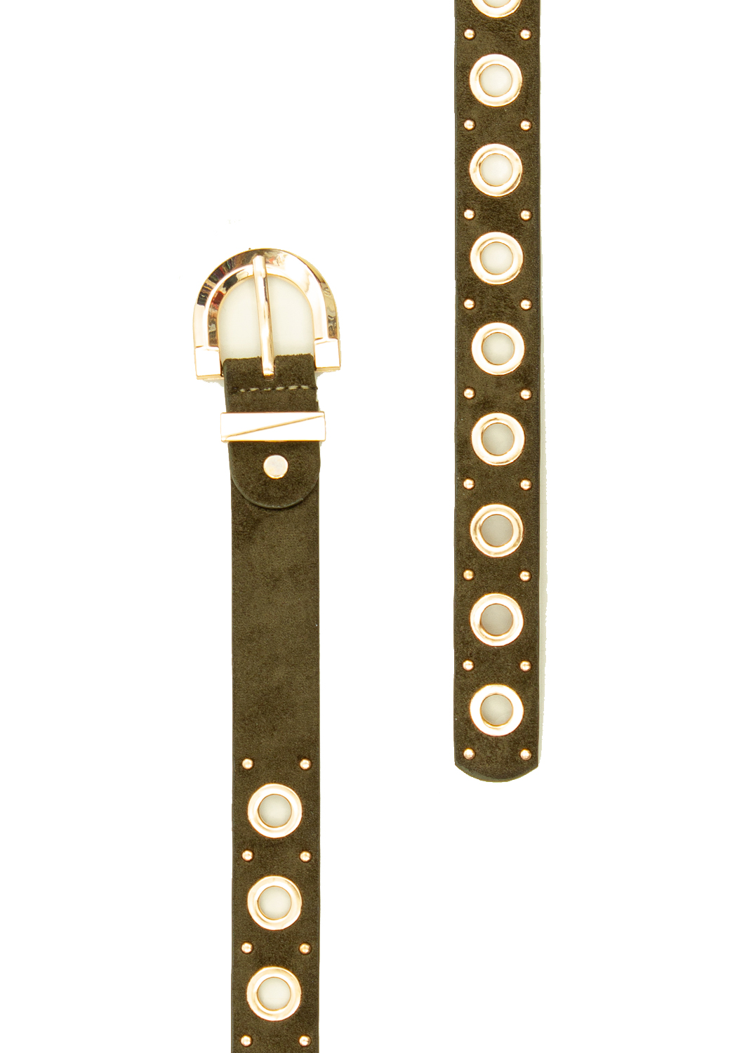CINTURA FORI+BORCHIE 70%SYNTHETIC+30%METAL, MADE IN PRC                - KHAKI
